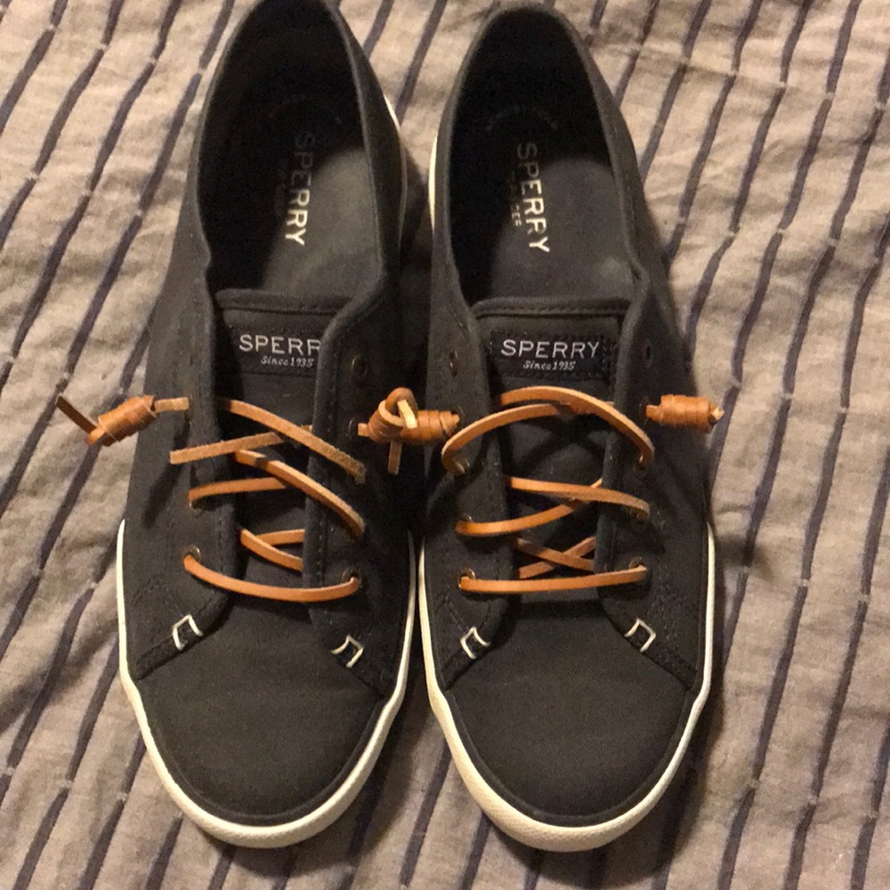 Navy blue Sperry slip on shoes
